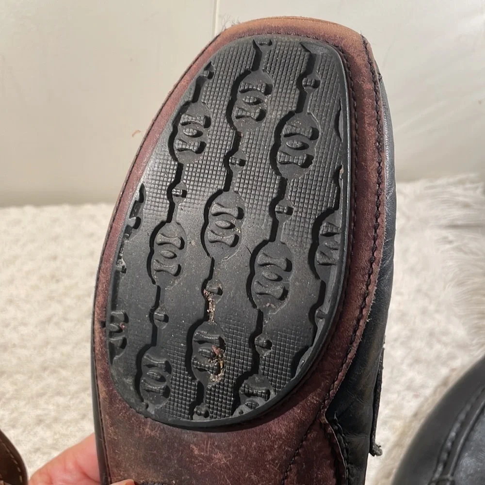 Gucci Horse Bit Driving Loafers Black & Brown Leather Protective Soles